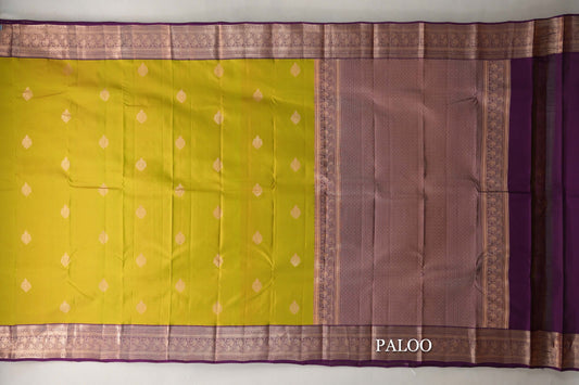 Dual Tone of Green and Yellow Soft Silk Saree paloo