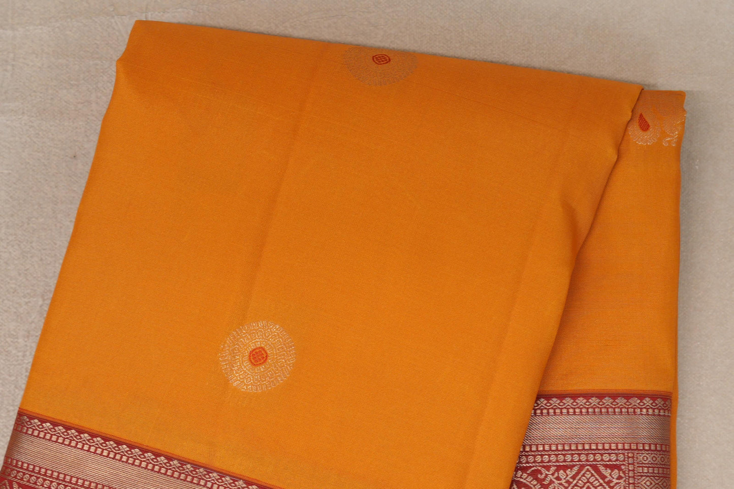 Mango Orange Soft Silk Saree body zoom