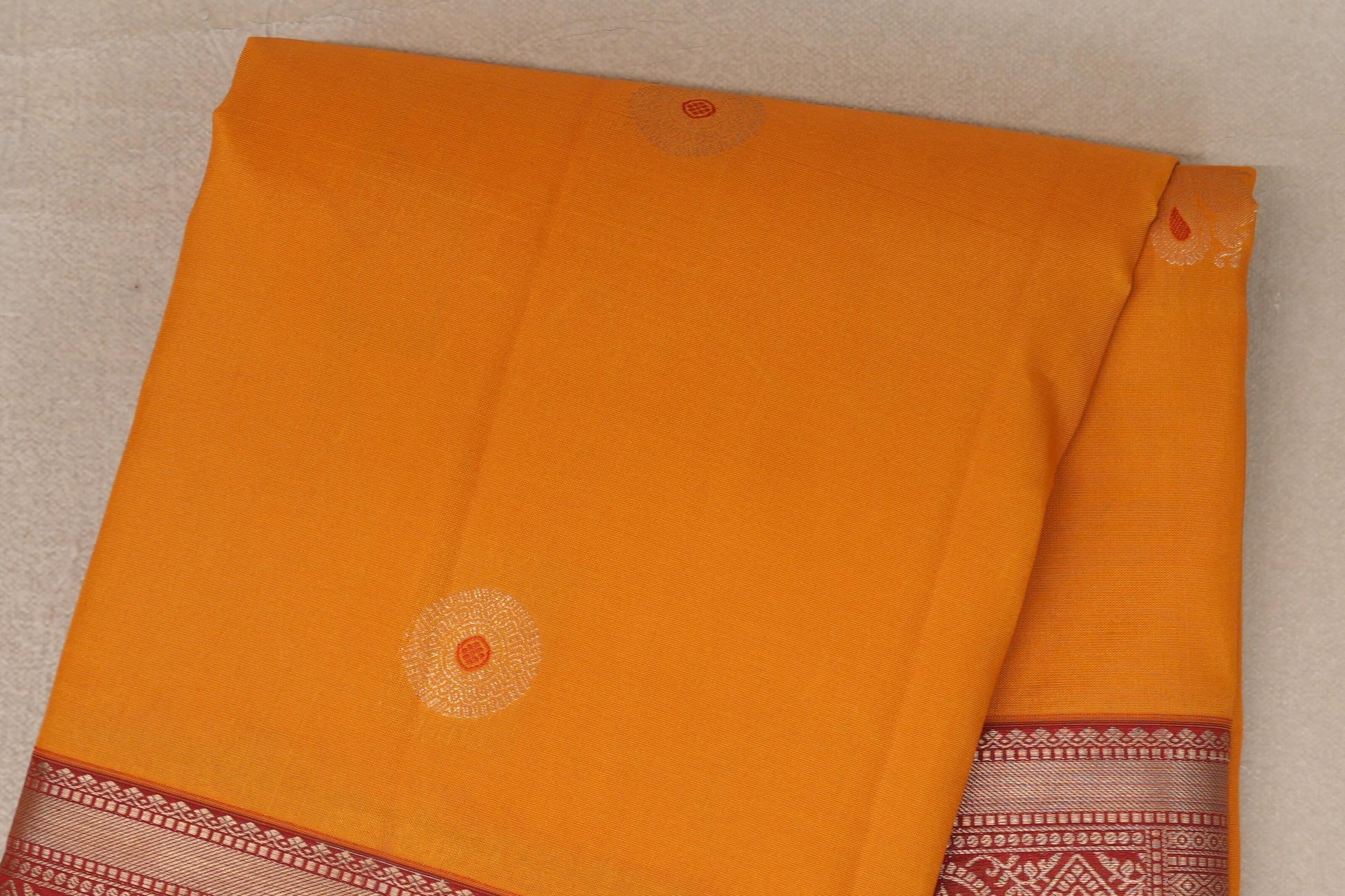Mango Orange Soft Silk Saree body zoom