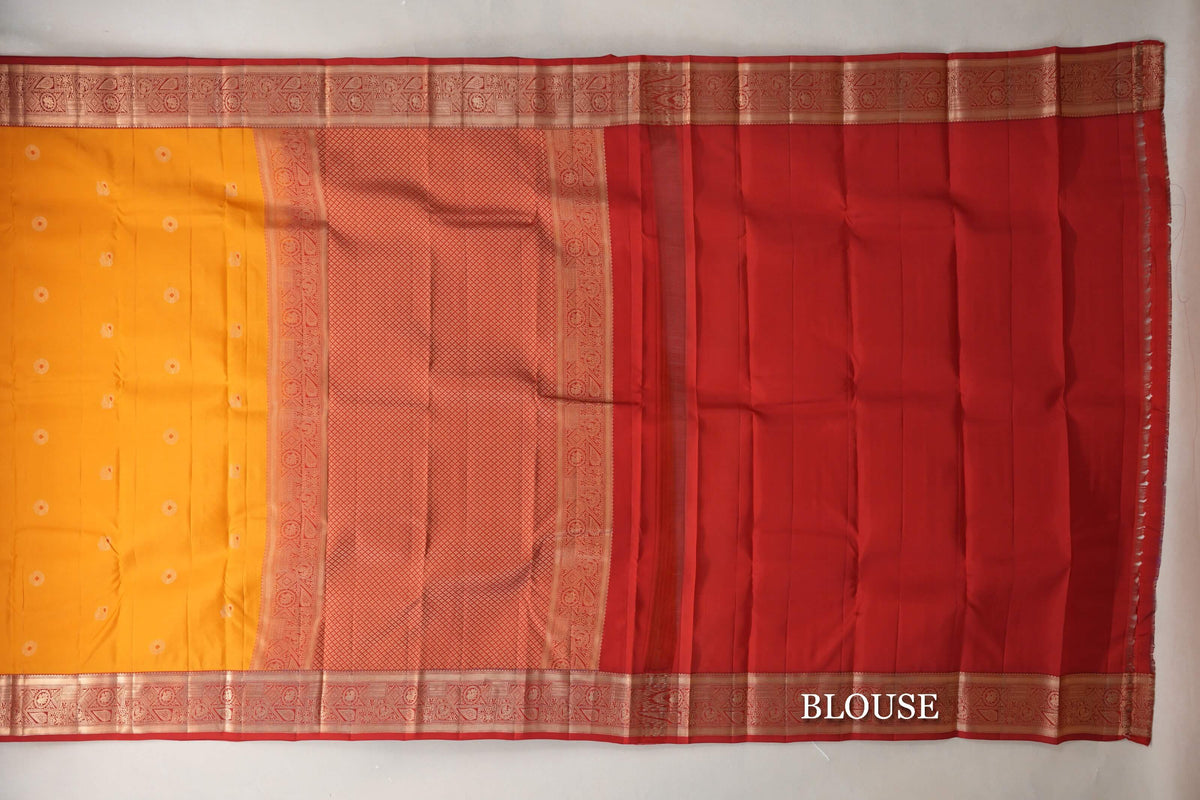 Mango Orange Soft Silk Saree blouse