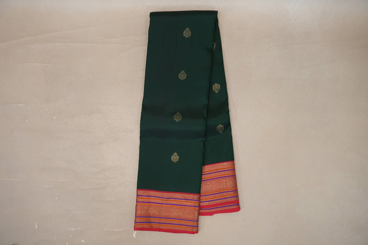 Deep Bottle Green Soft Silk Saree online
