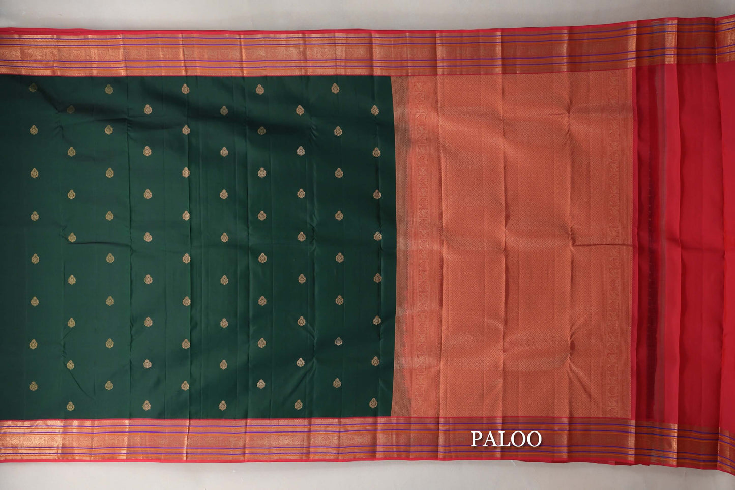 Deep Bottle Green Soft Silk Saree paloo