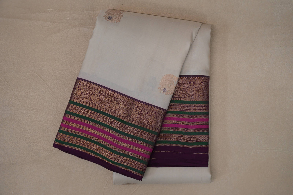 folded Light Beige Soft Silk Saree
