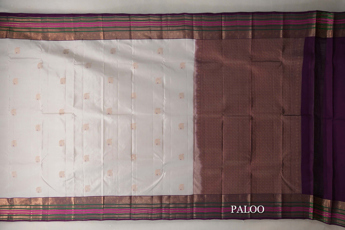 Light Beige Soft Silk Saree paloo