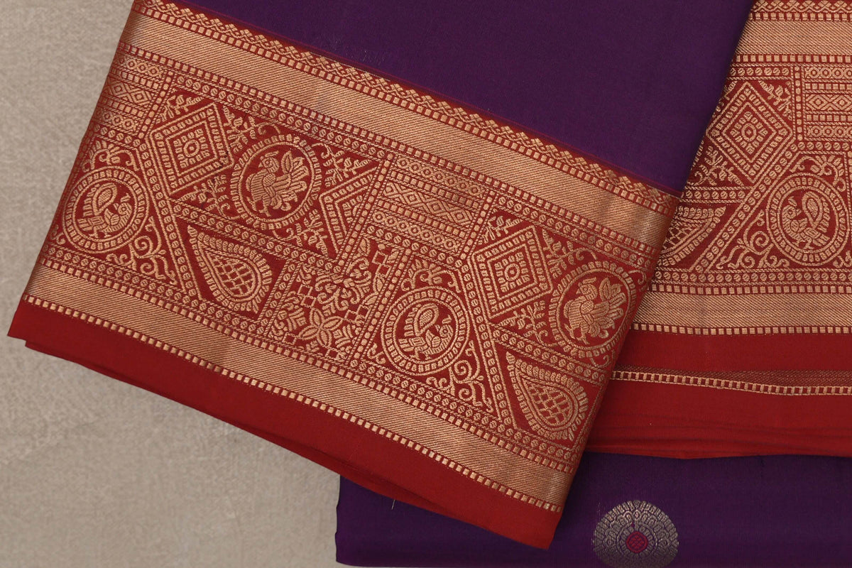 Deep Purple Soft Silk Saree border zoom