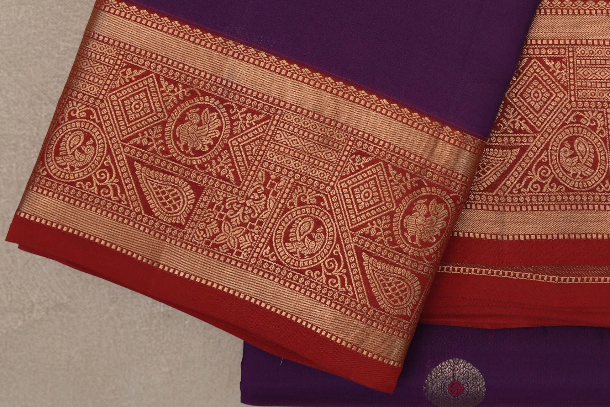 Deep Purple Soft Silk Saree border zoom