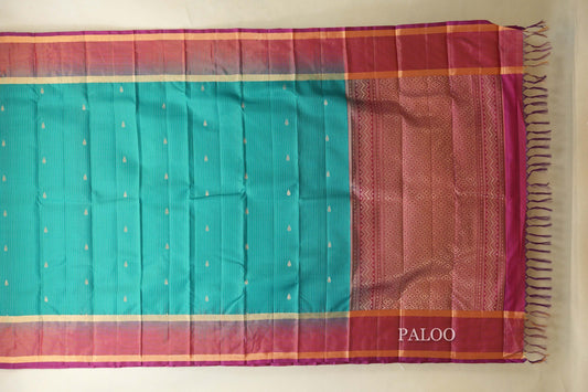 Aqua Green  Light Weight Kanjivaram Silk Saree paloo