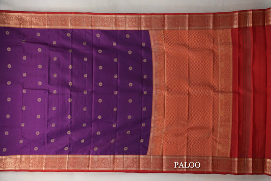 Deep Purple Soft Silk Saree paloo