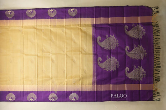 Sandal Beige Light Weight Kanjivaram Silk Saree paloo