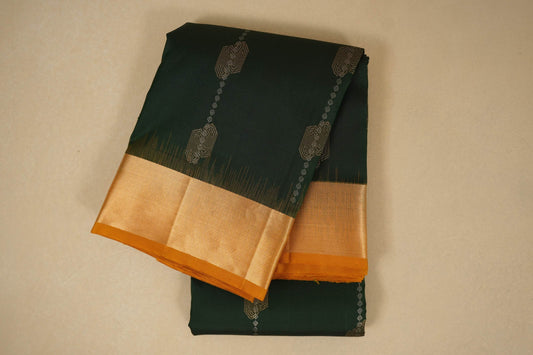 Bottle green with mustard Light weight Kanjivaram Silk Saree by Shreenivas Silks PSSR017773