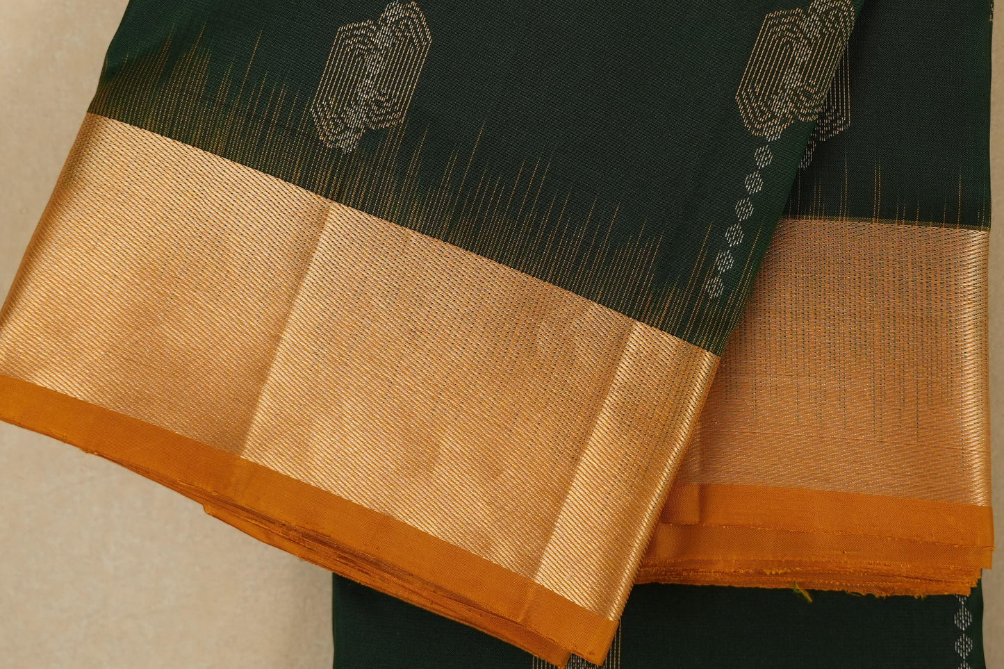 Bottle green with mustard Light weight Kanjivaram Silk Saree by Shreenivas Silks PSSR017773