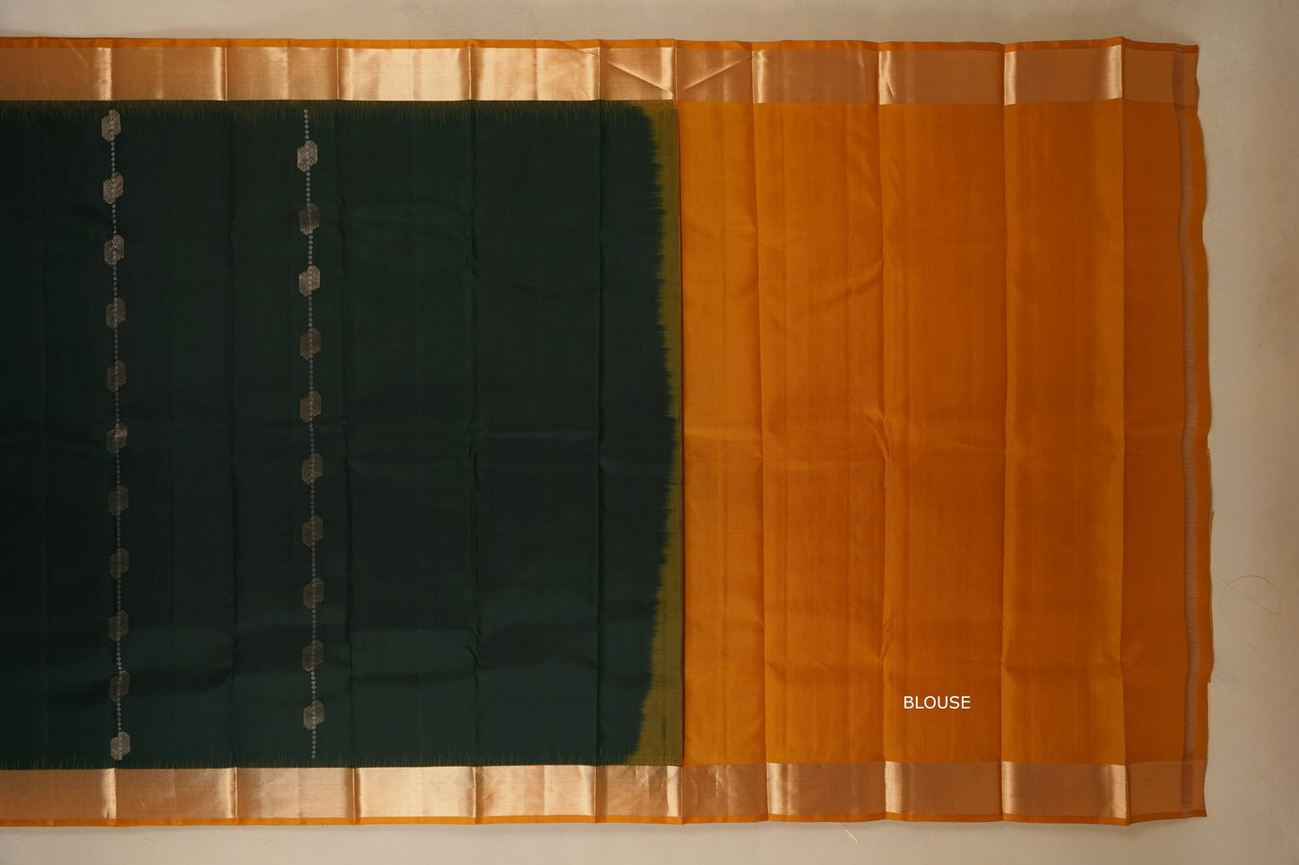 Bottle green with mustard Light weight Kanjivaram Silk Saree by Shreenivas Silks PSSR017773