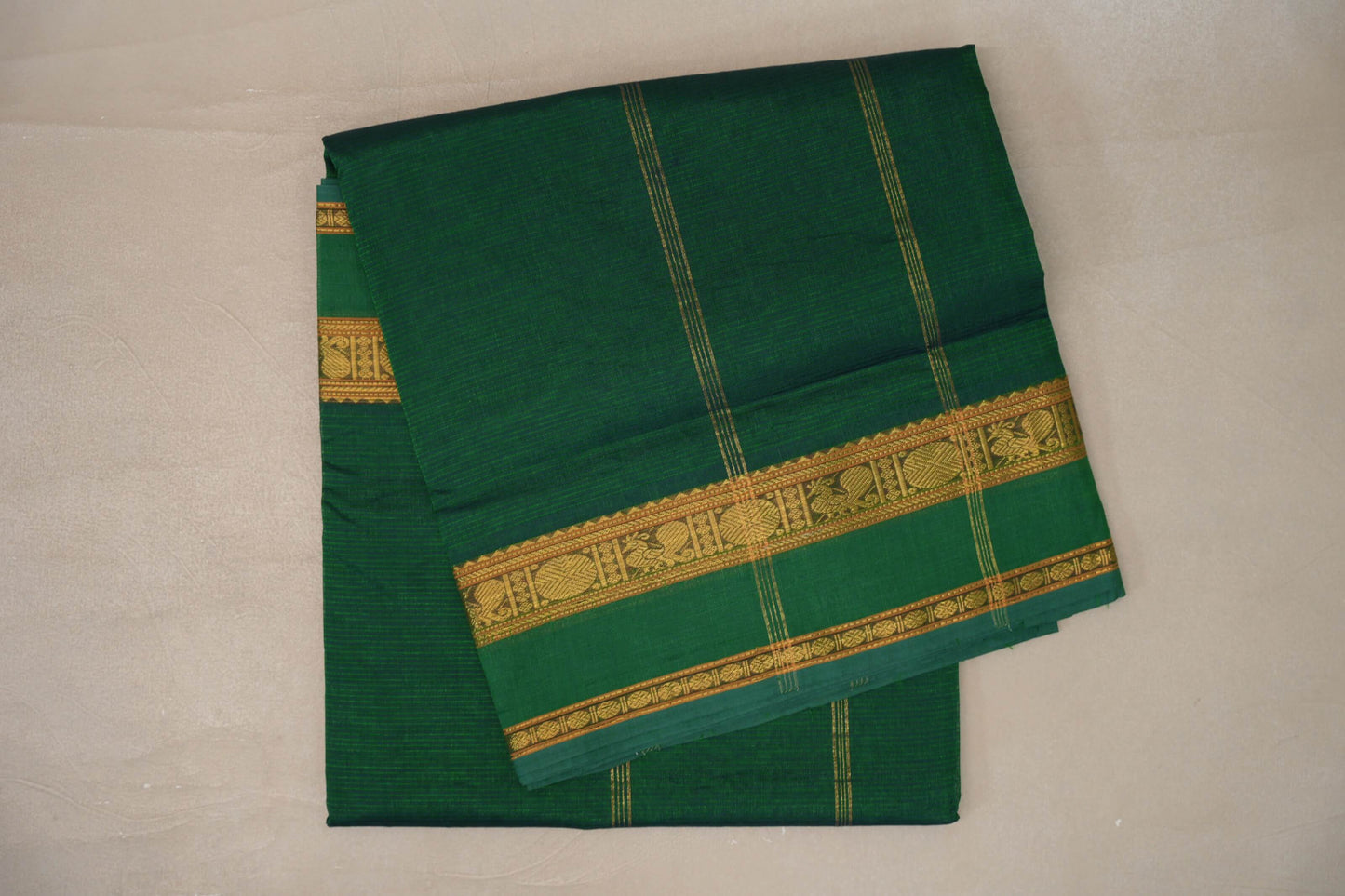 Deep Emerald Green Vegan Silk Cotton Saree by Shreenivas Silks 