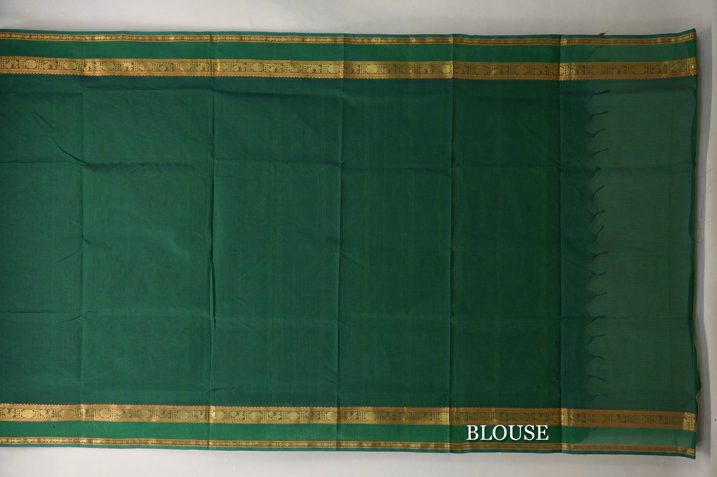 Deep Emerald Green Vegan Silk Cotton Saree by Shreenivas Silks  blouse