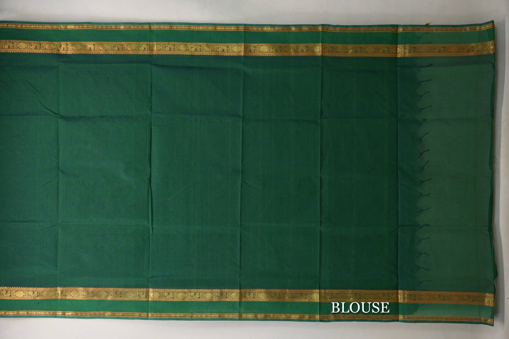 Deep Emerald Green Vegan Silk Cotton Saree by Shreenivas Silks  blouse