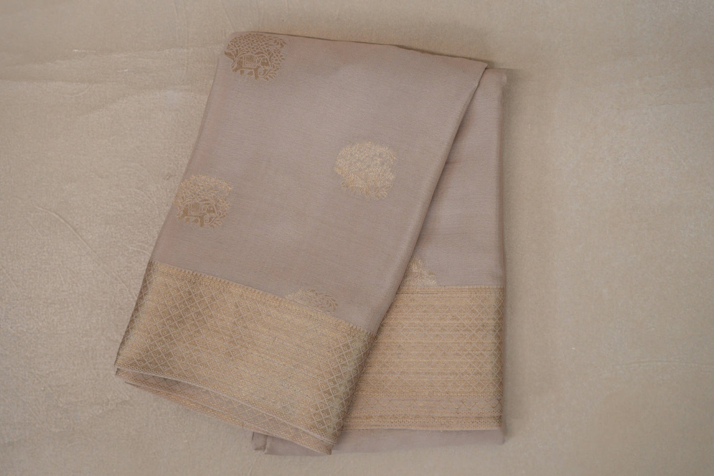 Dark Beige Mysore Silk Saree by Shreenivas Silks