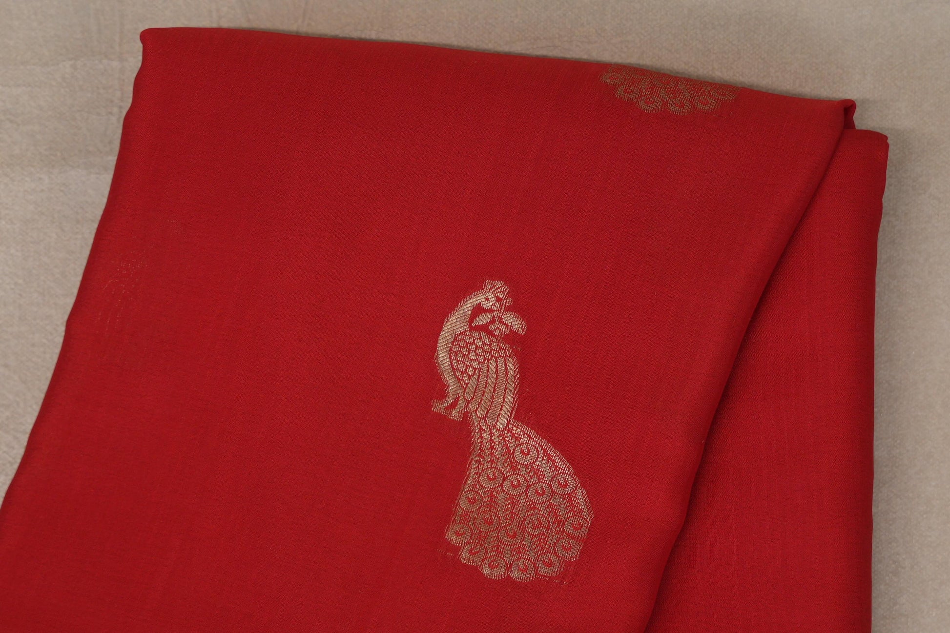 Bright Red Mysore Silk Saree by Shreenivas Silks body