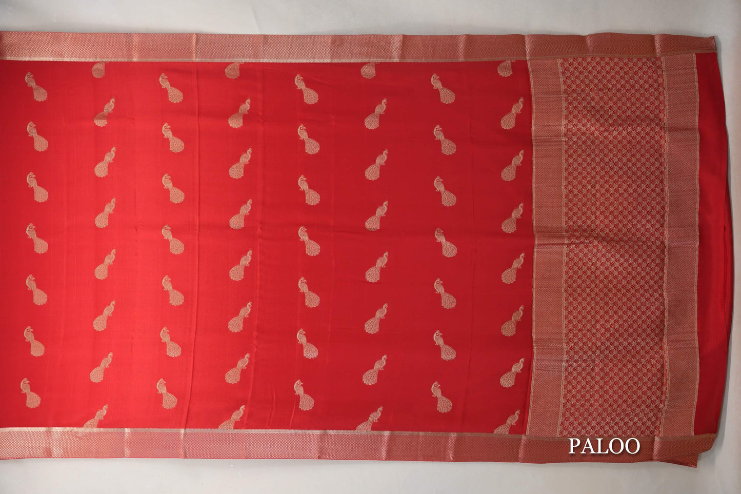 Bright Red Mysore Silk Saree by Shreenivas Silks paloo