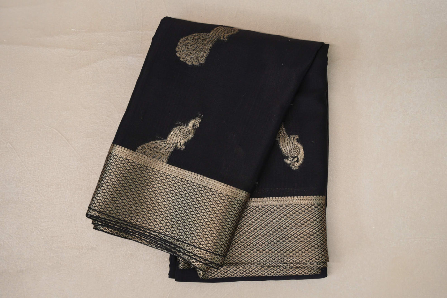 Black Mysore Silk Saree by Shreenivas Silks