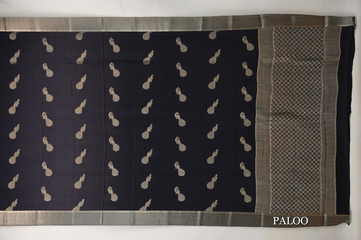 Black Mysore Silk Saree by Shreenivas Silks paloo