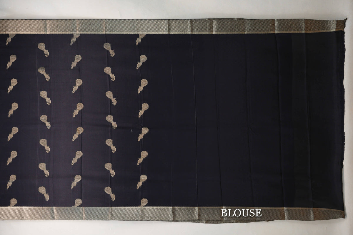Black Mysore Silk Saree by Shreenivas Silks blouse