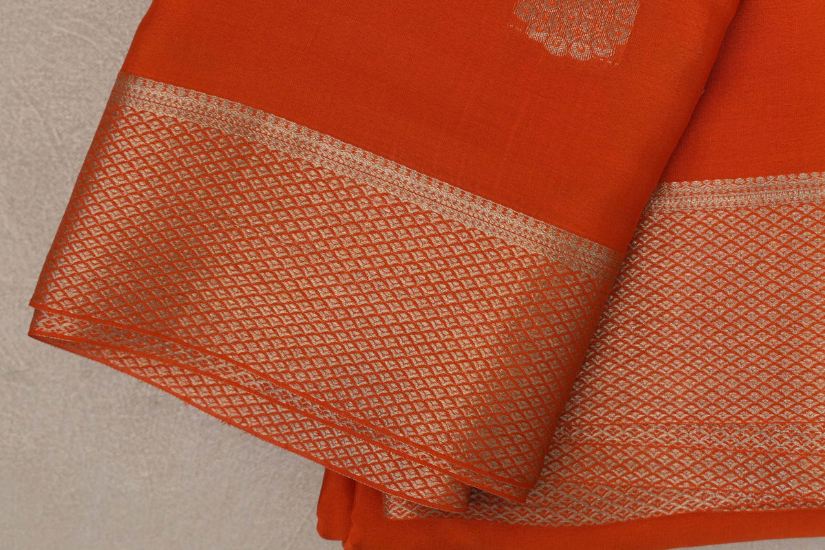 Burnt Orange Mysore Silk Saree by Shreenivas Silks  border