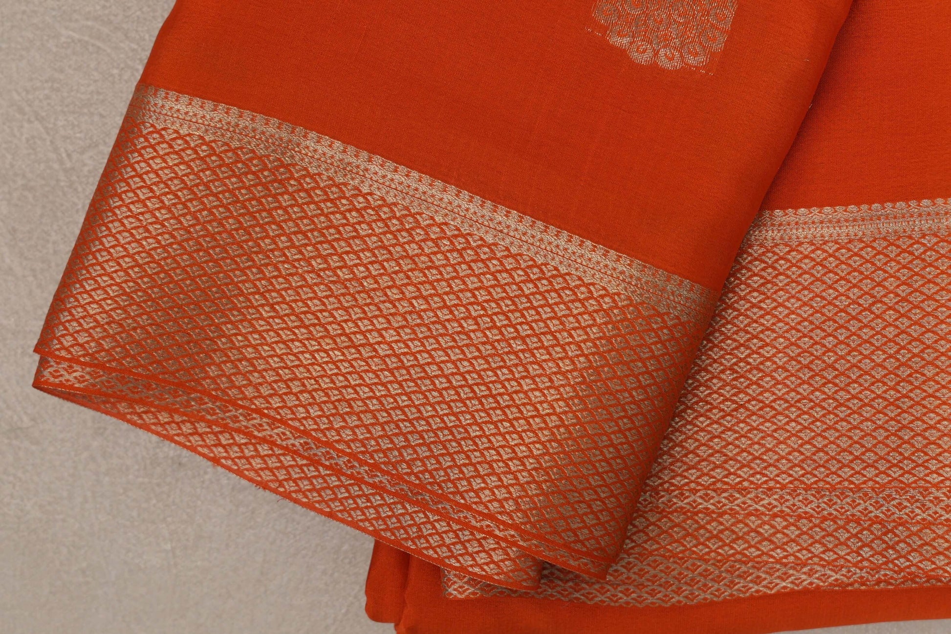 Burnt Orange Mysore Silk Saree by Shreenivas Silks  border