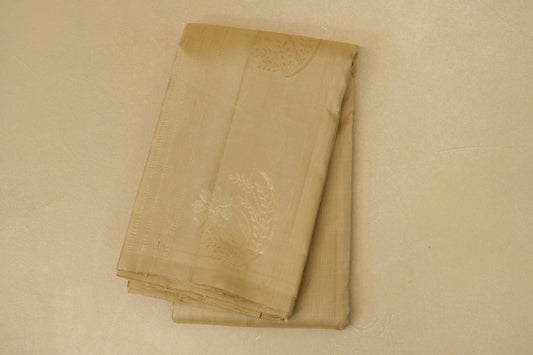 folded Beige Gold Light Weight Kanjivaram Silk Saree 