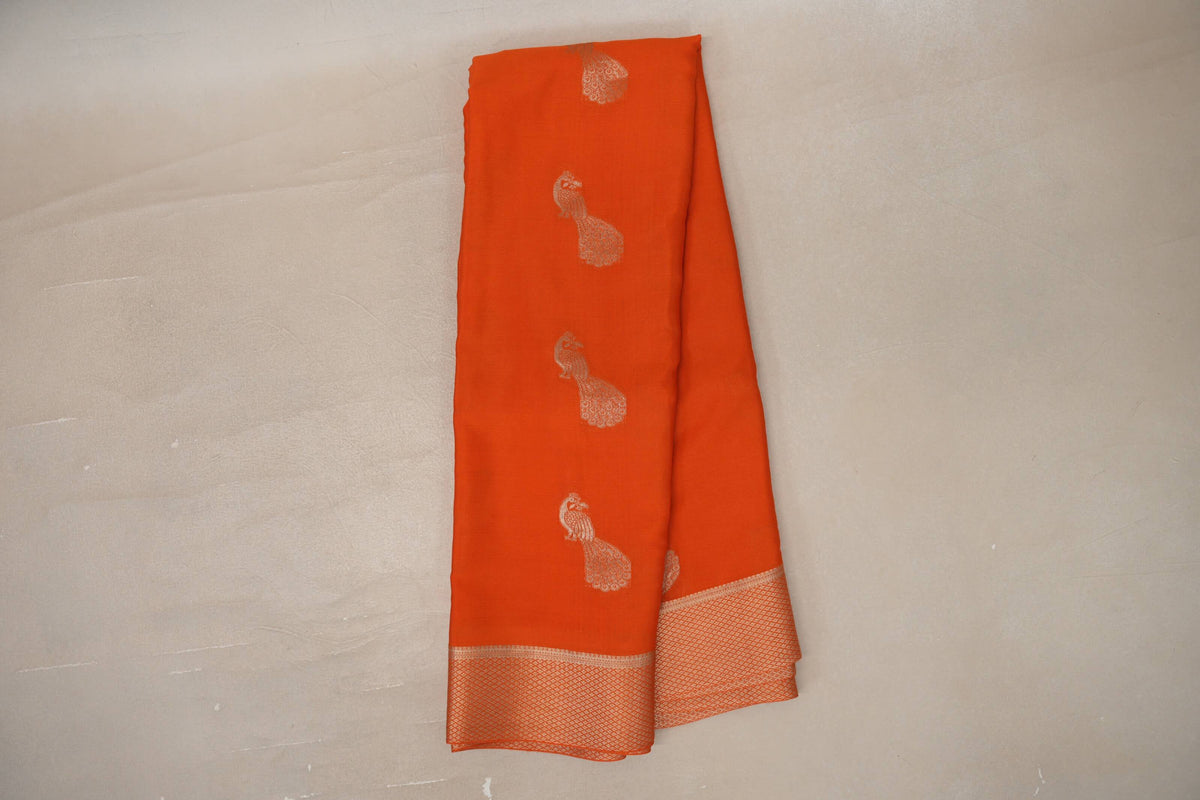 Burnt Orange Mysore Silk Saree by Shreenivas Silks PSSR0110003