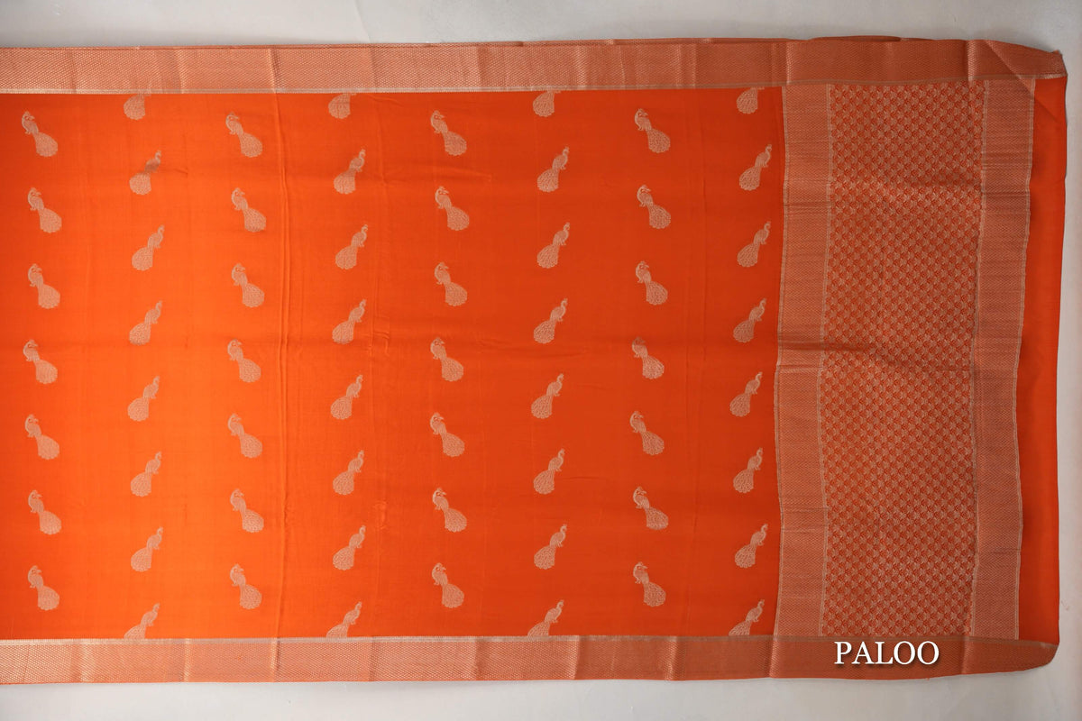 Burnt Orange Mysore Silk Saree by Shreenivas Silks paloo