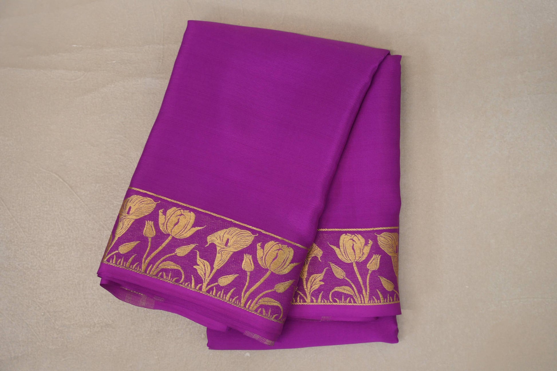 Magenta Purple Mysore Silk Saree by Shreenivas Silks