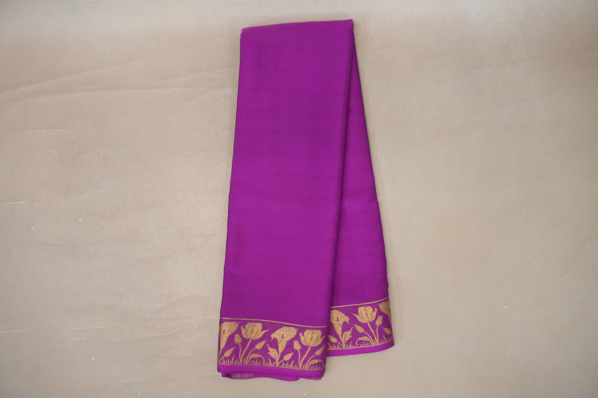 Magenta Purple Mysore Silk Saree by Shreenivas Silks