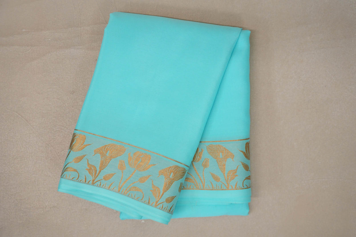 Light Aqua Blue Mysore Silk Saree by Shreenivas Silks