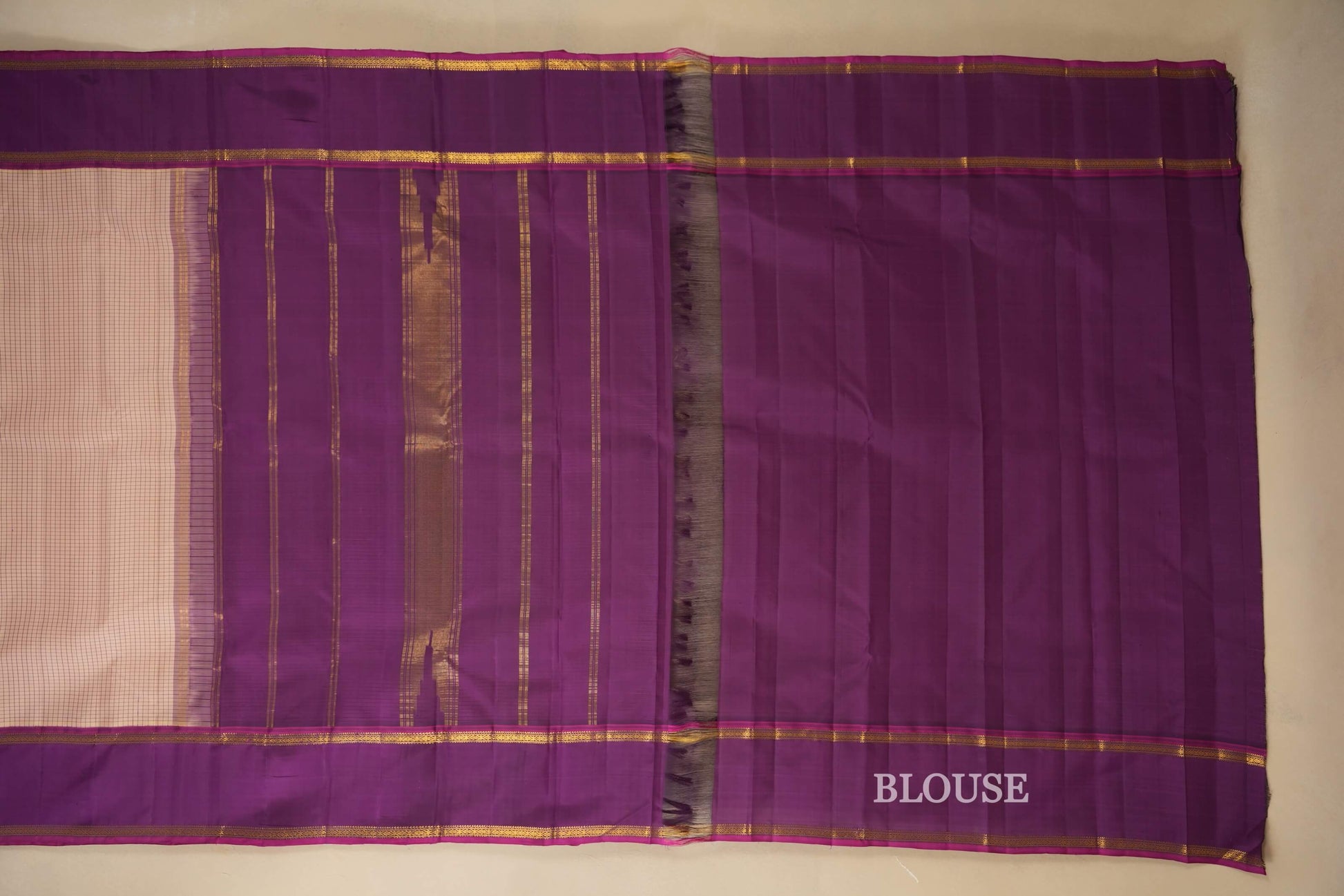 Off Vintage Kanjivaram Silk Saree blouse