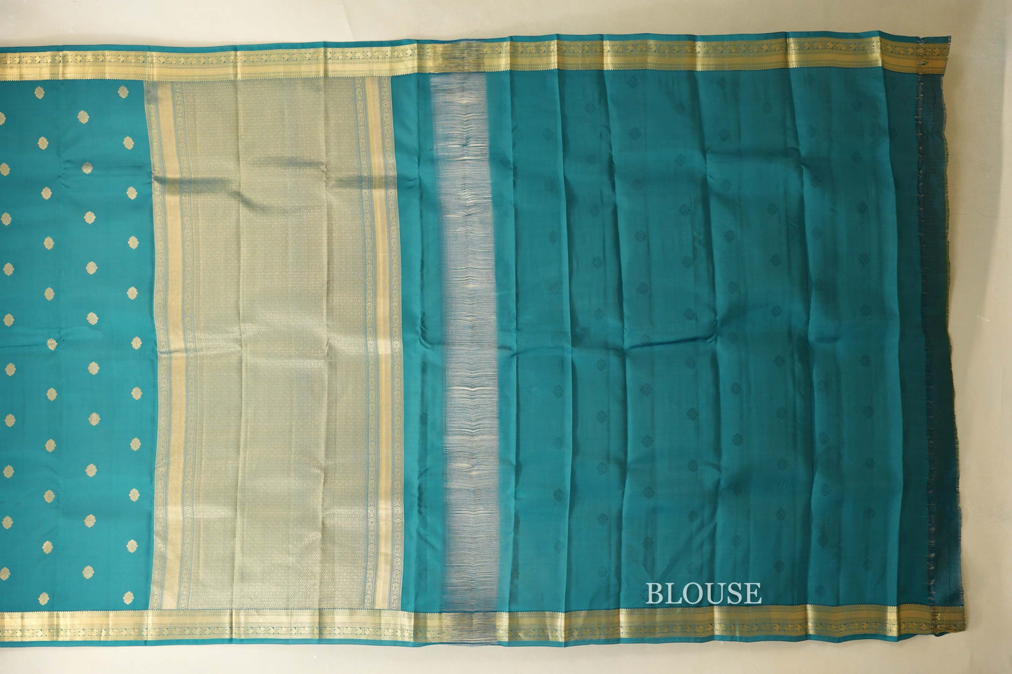 Teal Green Light Weight Kanjivaram Silk Saree blouse