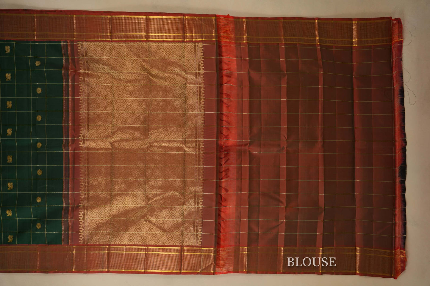 Green Vintage Kanjivaram Silk Saree blouse