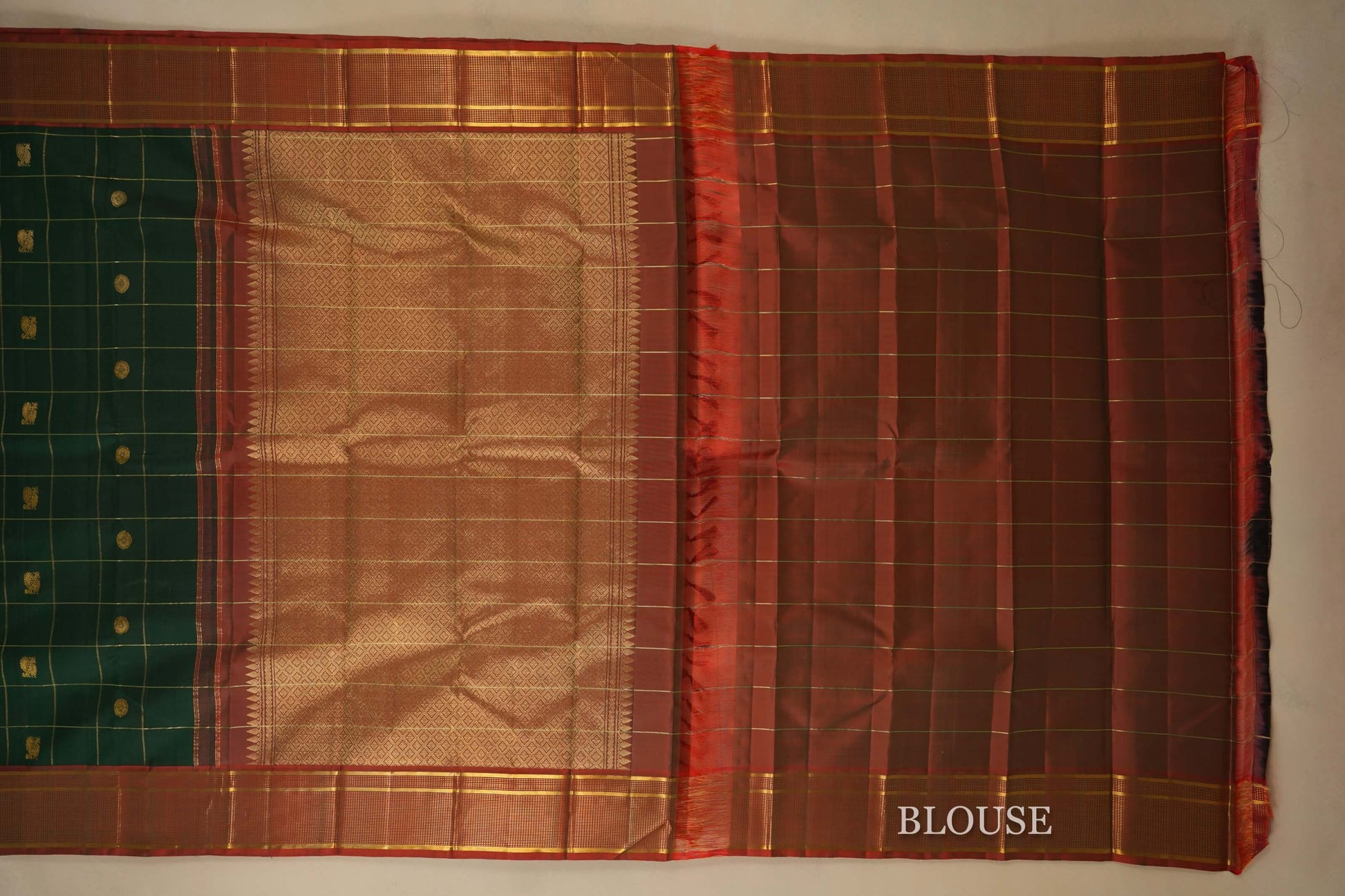 Green Vintage Kanjivaram Silk Saree blouse