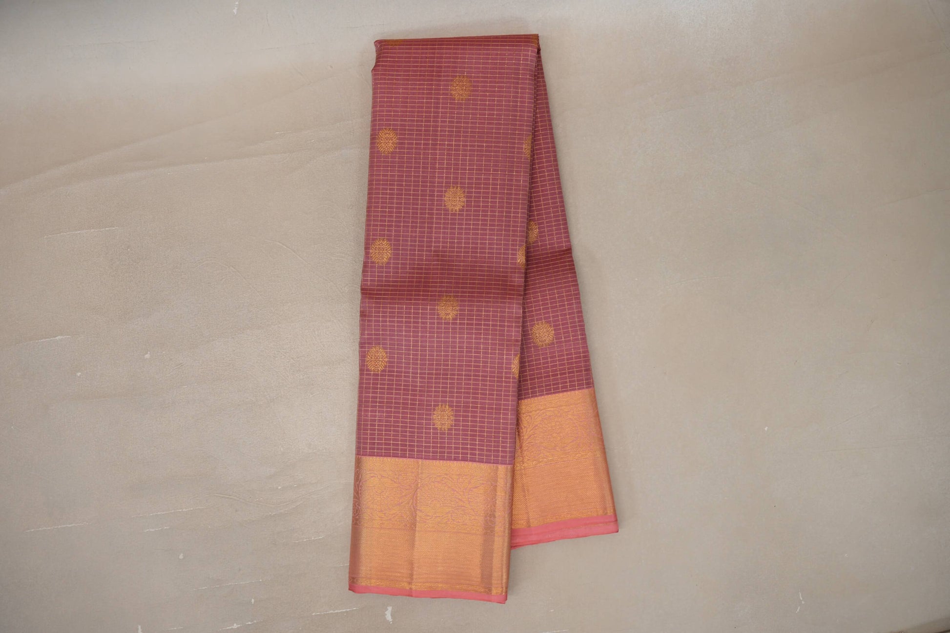 Onion Pink Vintage Kanjivaram Silk Saree by Shreenivas Silks