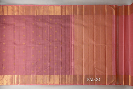 Onion Pink Vintage Kanjivaram Silk Saree by Shreenivas Silks paloo