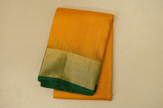 folded Mango Yellow  Light Weight Kanjivaram Silk Saree 