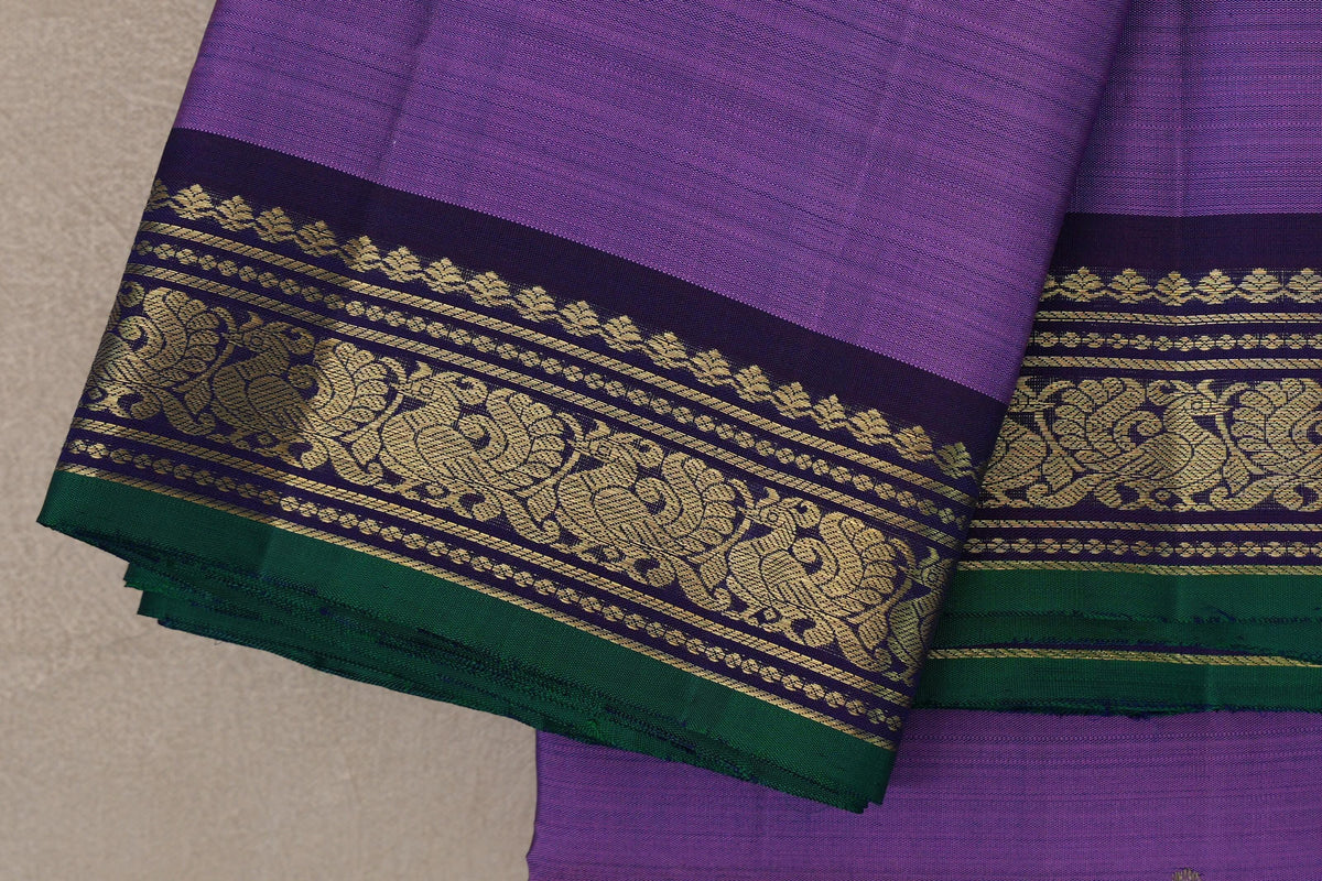 Lavender Purple with deep purple Vintage Kanjivaram Silk Saree by Shreenivas Silks  border