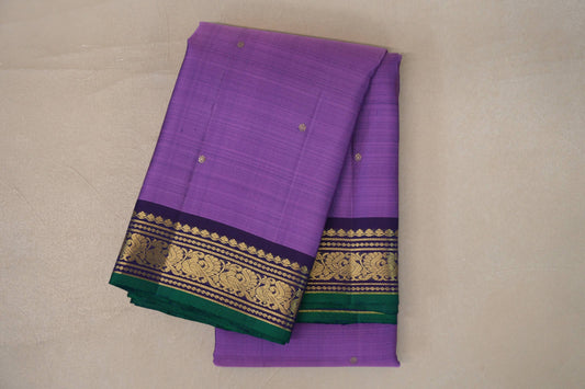 Lavender Purple with deep purple Vintage Kanjivaram Silk Saree by Shreenivas Silks 