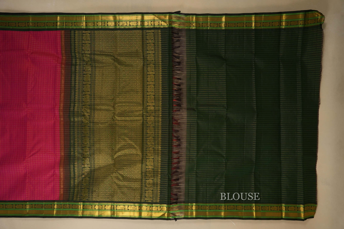 Pink Kanjivaram Silk Saree blouse