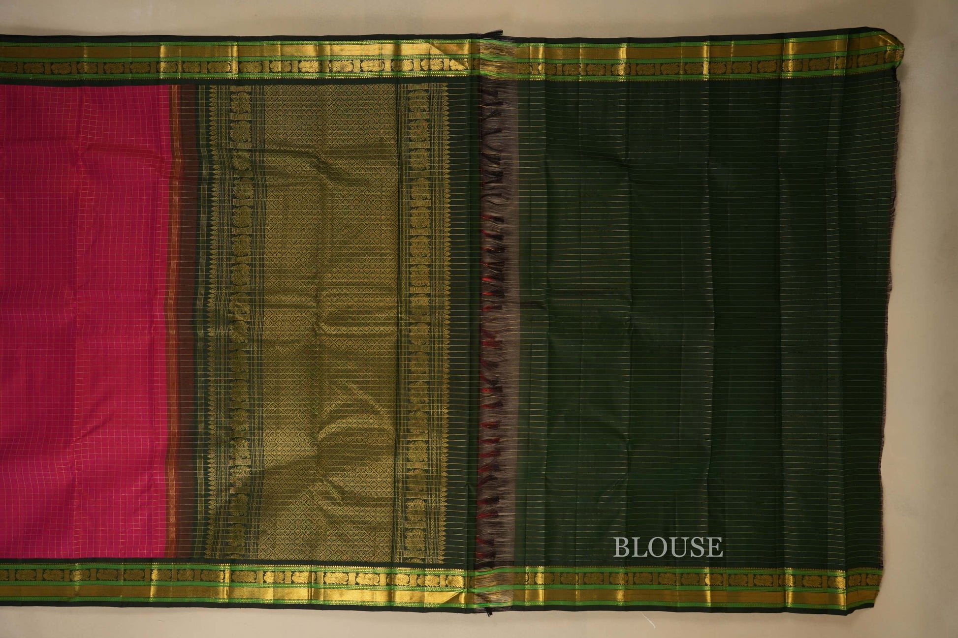 Pink Kanjivaram Silk Saree blouse