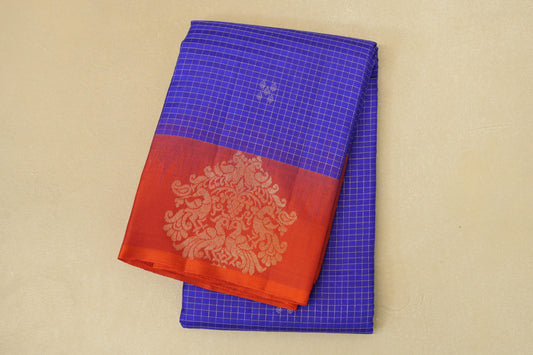 folded Royal Blue Light Weight Kanjivaram Silk Saree