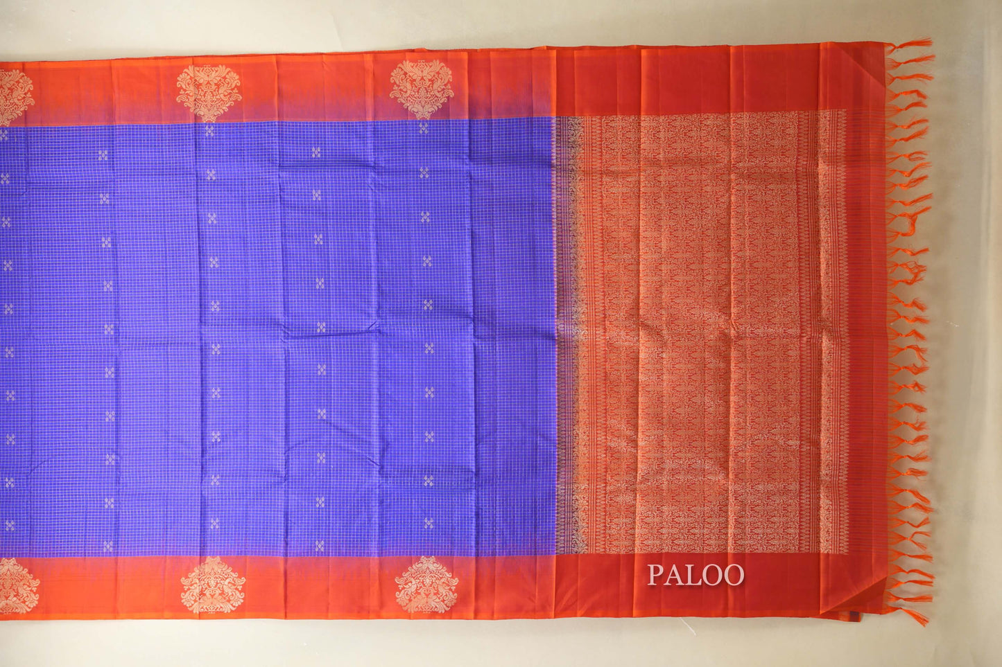 Royal Blue Light Weight Kanjivaram Silk Saree paloo