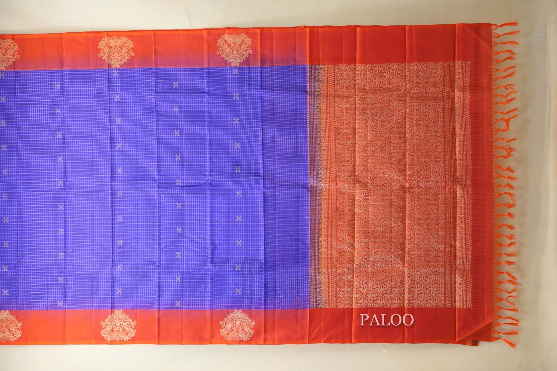 Royal Blue Light Weight Kanjivaram Silk Saree paloo