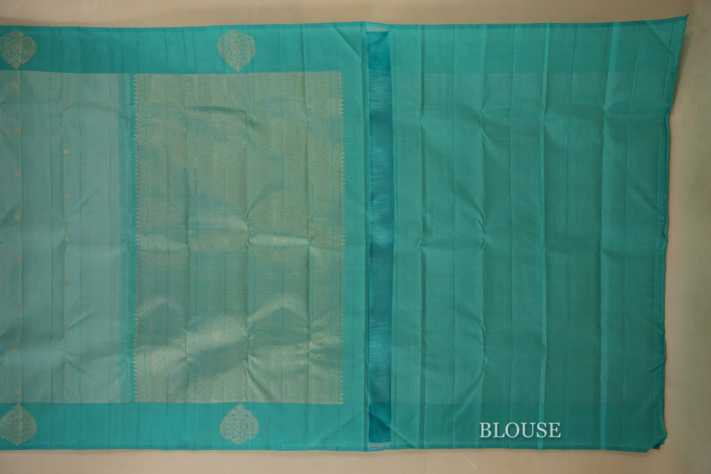 Light Sky Blue Kanjivaram Silk Saree blouse