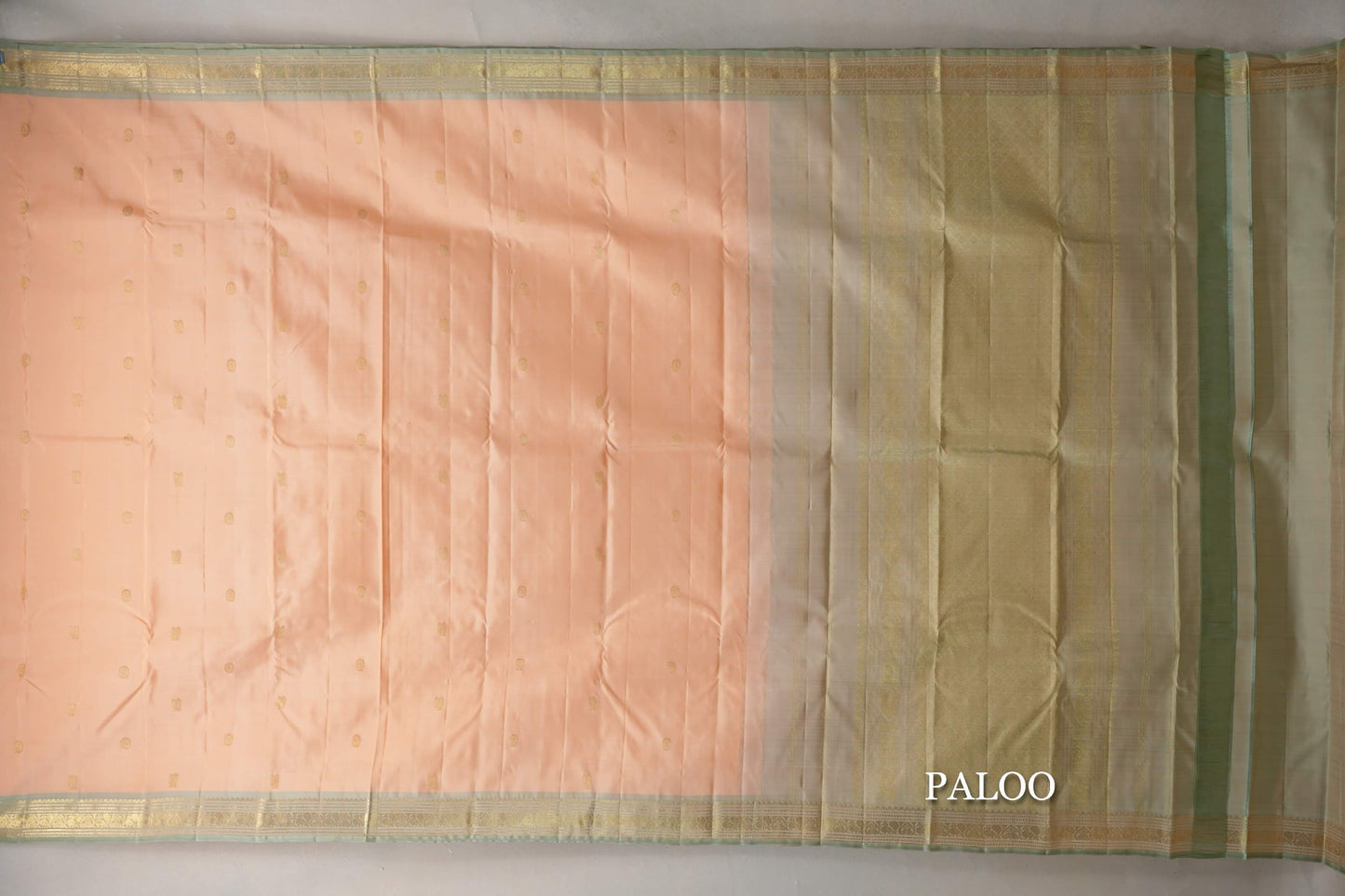 Light orange with Elaichi Green Vintage Kanjivaram Silk Saree by Shreenivas Silks PSSR0110011