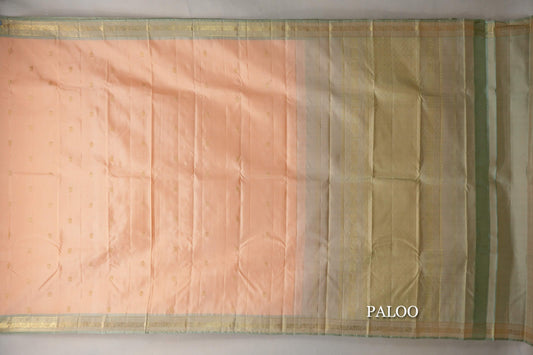 Light orange with Elaichi Green Vintage Kanjivaram Silk Saree by Shreenivas Silks PSSR0110011